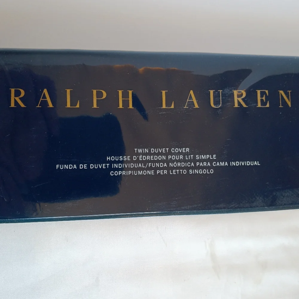 NEW Ralph Lauren TWIN Palmer Percale Duvet Cover White with Pink Trim